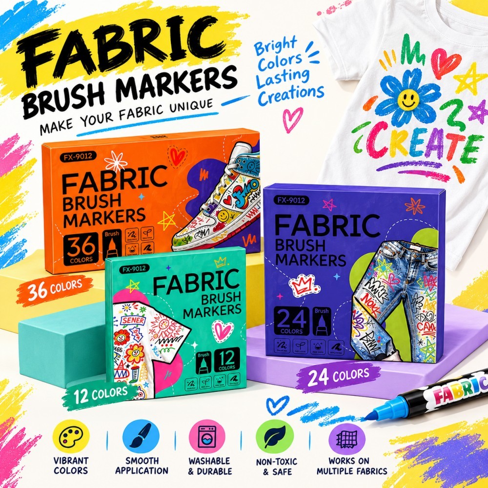 Shoe Brush - Canetas para Tecido (12/24/36 Cores) com