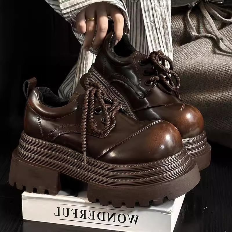 Leather Shoe Polish - Mocassins retrô estilo britânico para a
